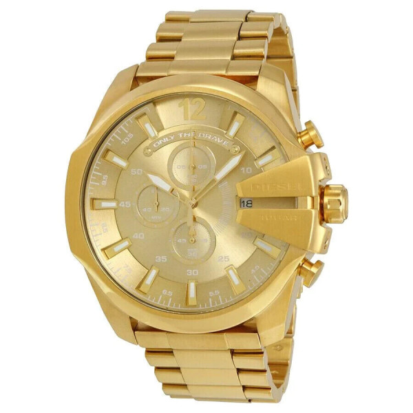 DIESEL MEGA CHIEF MENS CHRONOGRAPH WATCH DZ4360 GOLD - WARRANTY - RRP 249.00