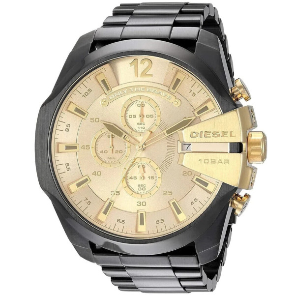 DIESEL MEGA CHIEF MENS CHRONOGRAPH WATCH DZ4485 GOLD DIAL -WARRANTY - RRP 279.00