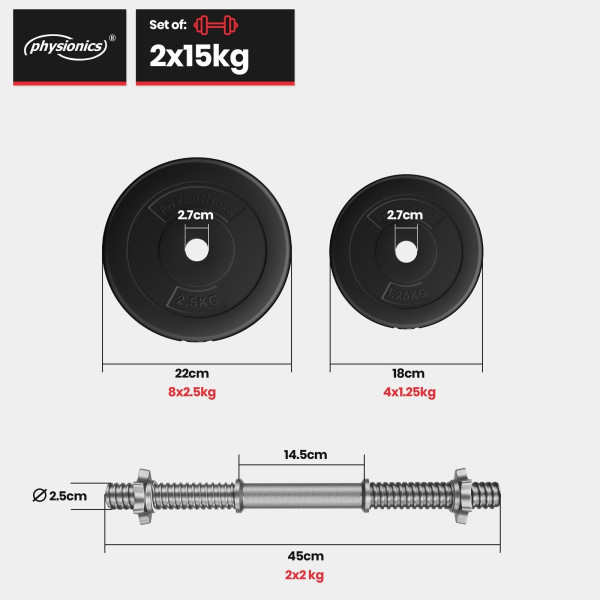 PhysicsÂ® dumbbell set 30 kg dumbbell discs dumbbell set dumbbells-