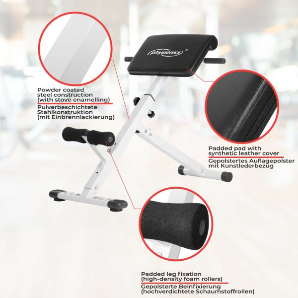 PhysicsÂ® Hyperextension Back Trainer Back Stretch Belly Trainer Fitness Bench-