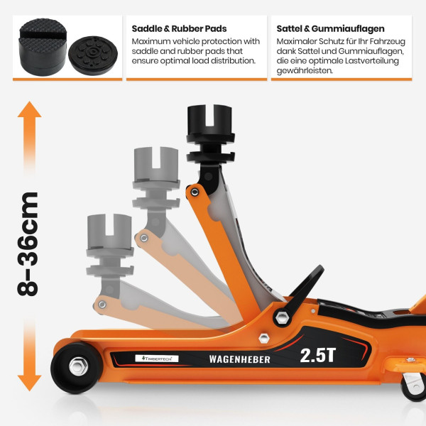 TimbertechÂ® Trolley Jack Hydraulic 2.5T Shunting Jack Car Jack with Case-
