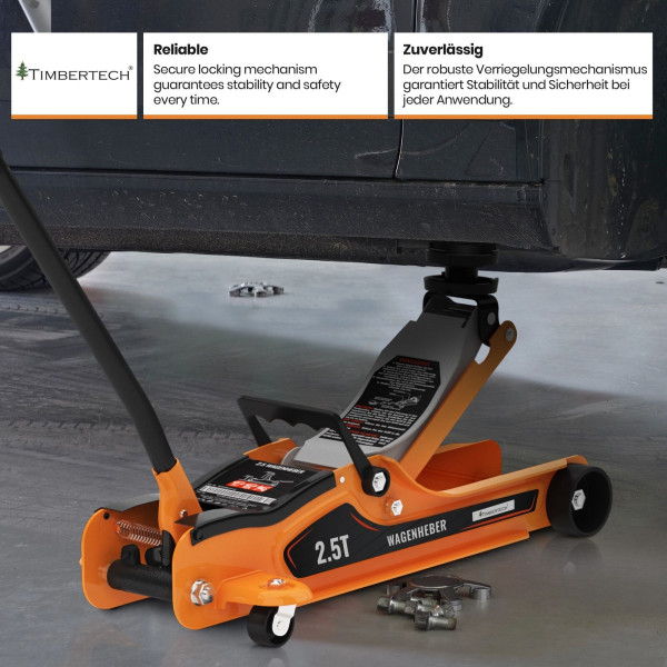 TimbertechÂ® Trolley Jack Hydraulic 2.5T Shunting Jack Car Jack with Case-