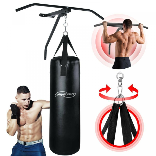 PhysicsÂ® boxing bag with pull-up bar wall mount boxing bag holder rear bar-
