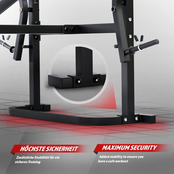 Physionics® Multifunctional Weight Bench with Shelf, Butterfly, Sit-Ups, Leg Extender, Backrest 4-Way Adjustable, Max. 255 kg -