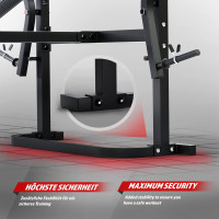 Physionics® Multifunctional Weight Bench with Shelf, Butterfly, Sit-Ups, Leg Extender, Backrest 4-Way Adjustable, Max. 255 kg -