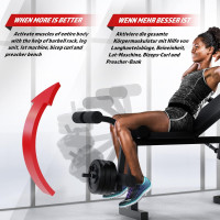 Physionics® Multifunctional Weight Bench with Shelf, Butterfly, Sit-Ups, Leg Extender, Backrest 4-Way Adjustable, Max. 255 kg -