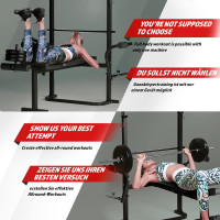 Physionics® Multifunctional Weight Bench with Shelf, Butterfly, Sit-Ups, Leg Extender, Backrest 4-Way Adjustable, Max. 255 kg -