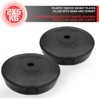 Physionics® Weight Plates - Available Sets (2 kg / 2.5 kg / 5 kg / 7.5 kg / 10 kg), Diameter 27 mm, Plastic, Black - Weights