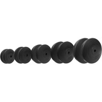 Physionics® Weight Plates - Available Sets (2 kg / 2.5 kg / 5 kg / 7.5 kg / 10 kg), Diameter 27 mm, Plastic, Black - Weights