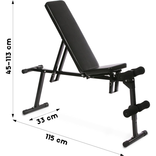 Physionics® Multifunctional Weight Bench + Dumbbell Set 40 kg - Adjustable, Foldable, Includes 12 Plastic Weights - Incline