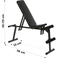 Physionics® Multifunctional Weight Bench + Dumbbell Set 40 kg - Adjustable, Foldable, Includes 12 Plastic Weights - Incline