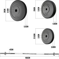 Physionics® Barbell Set - Barbell 120/165/180 cm, Steel, Weight Plates (Diameter 30/31 mm) 20/30/60/80/100 kg, Spinlock Collars