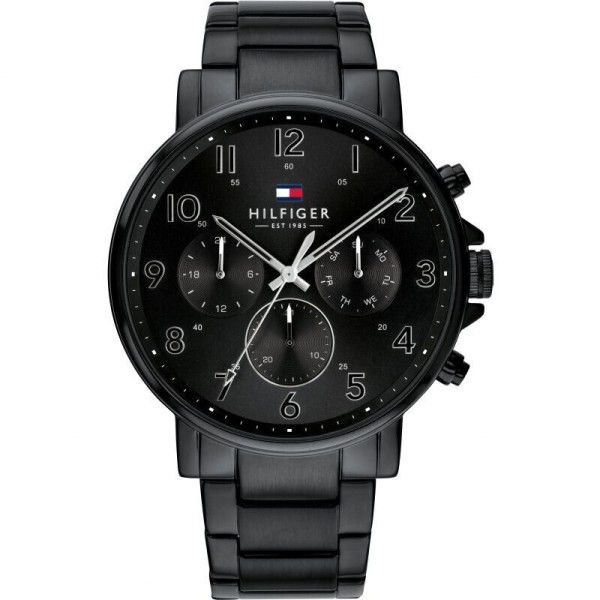 TOMMY HILFIGER DAY DATE MENS WATCH 1710383 BLACK - WARRANTY - RRP 219.00
