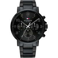 TOMMY HILFIGER DAY DATE MENS WATCH 1710383 BLACK - WARRANTY - RRP 219.00