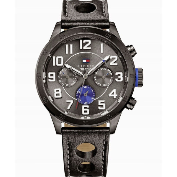 TOMMY HILFIGER MENS WATCH 1791051 BLACK LEATHER - WARRANTY - RRP 199.00