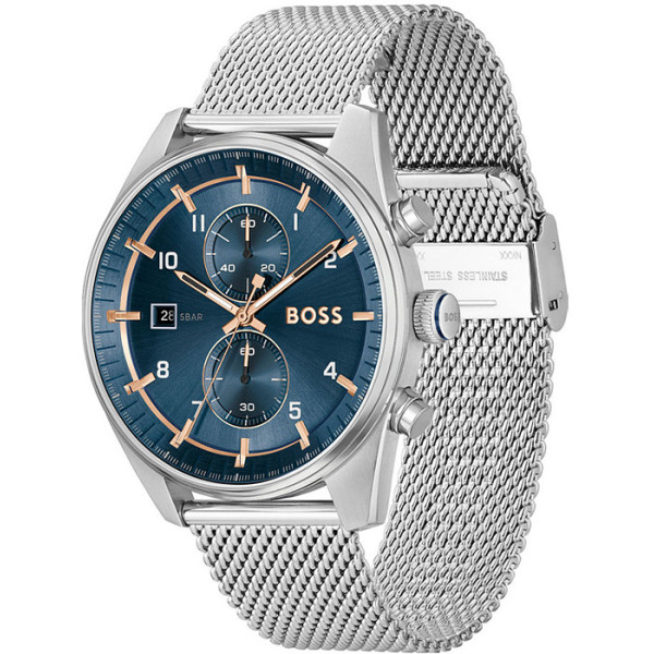 HUGO BOSS MENS SKYTRAVELLER WATCH HB1514149 BLUE DIAL - WARRANTY - RRP 329.00