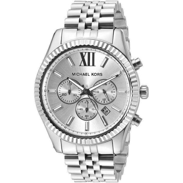 MICHAEL KORS LEXINGTON MENS WATCH MK8405 SILVER - WARRANTY - RRP 269.00