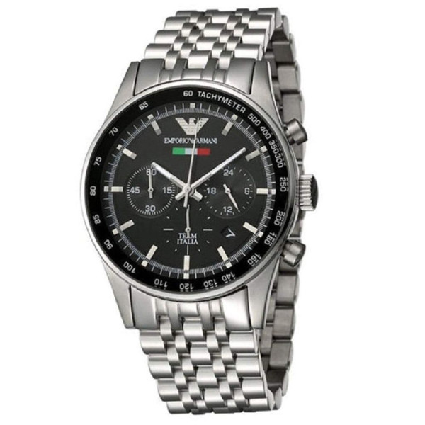 ARMANI MENS CHRONO WATCH AR5983 BLACK DIAL - CERTIFICATE - WARRANTY - RRP 329.00