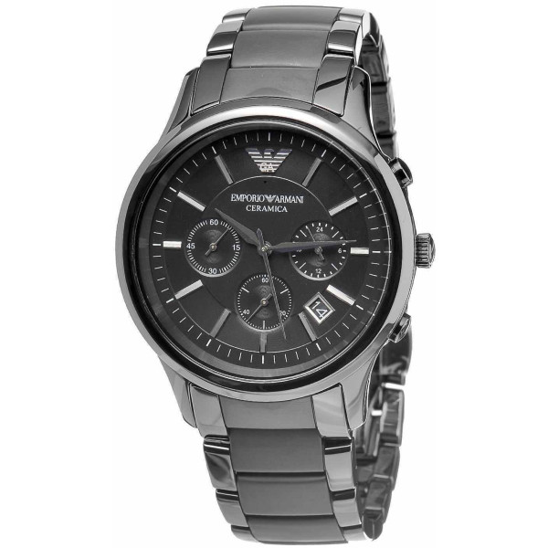 ARMANI MENS CHRONO WATCH AR1452 BLACK DIAL - CERTIFICATE - WARRANTY - RRP 449.00