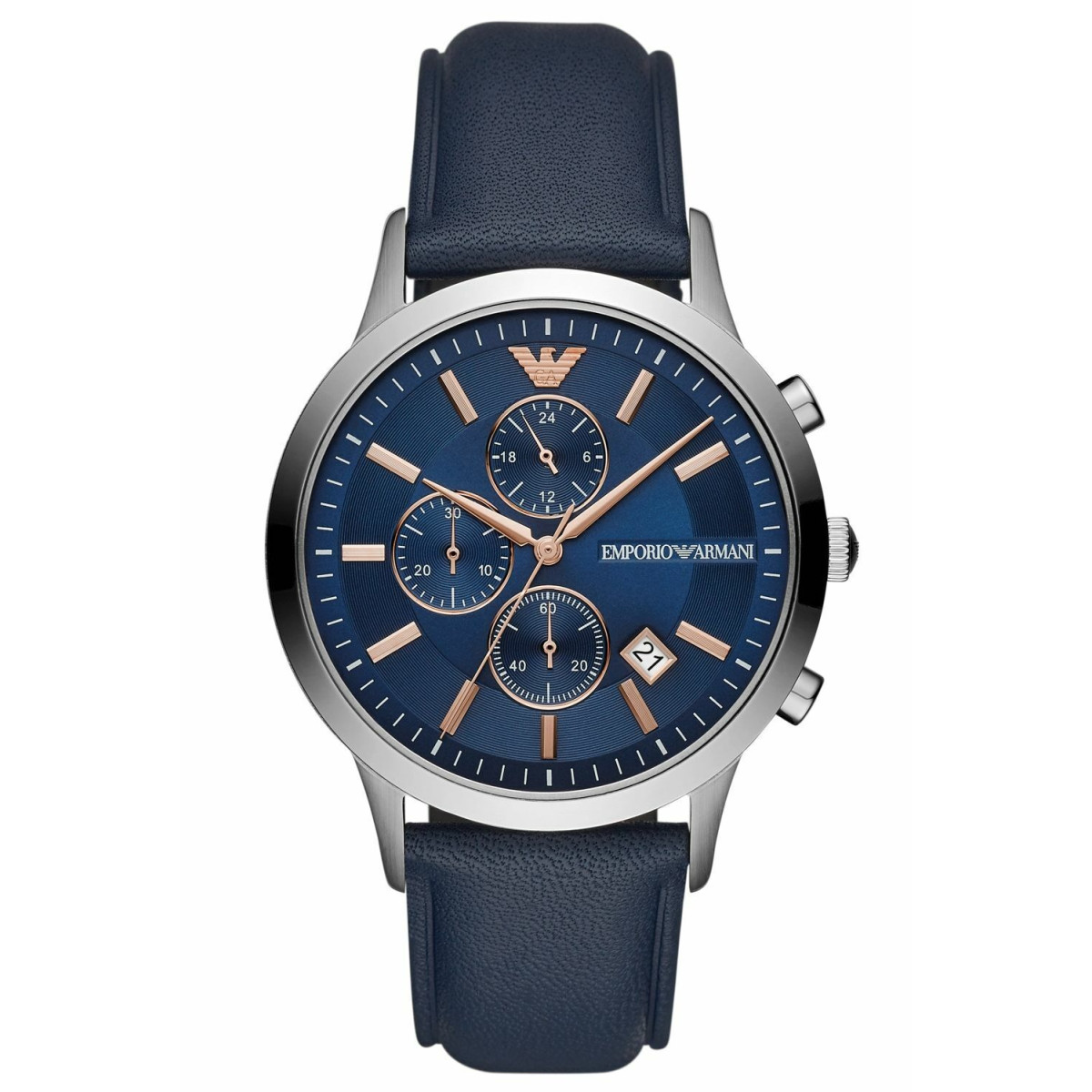 ARMANI MENS CHRONO WATCH AR11216 BLUE DIAL - CERTIFICATE - WARRANTY - RRP 279.00
