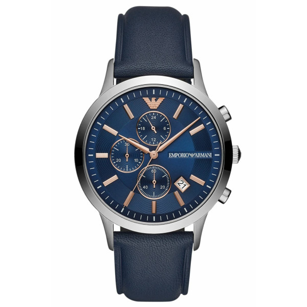 ARMANI MENS CHRONO WATCH AR11216 BLUE DIAL - CERTIFICATE - WARRANTY - RRP 279.00