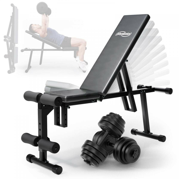 PhysicsÂ® dumbbell bench with weights folding 30 kg dumbbell set training bench-