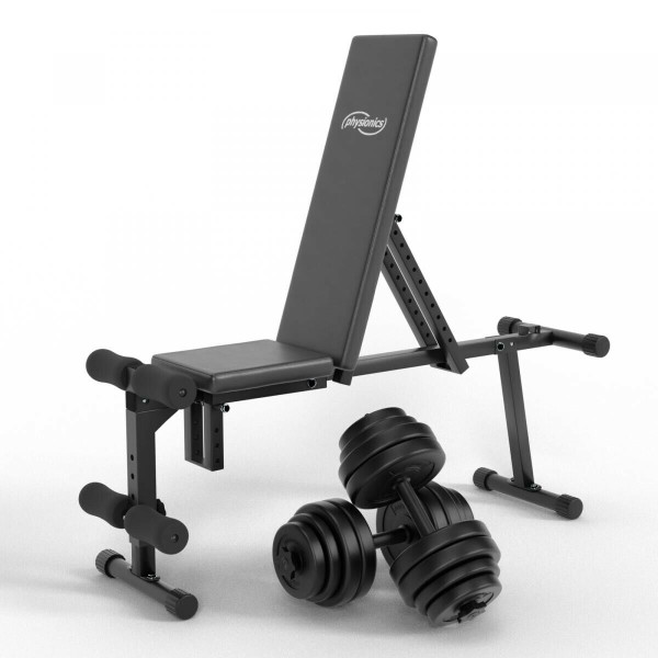 PhysicsÂ® dumbbell bench with weights folding 30 kg dumbbell set training bench-