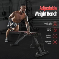 Foldable Weight Bench Strength Training Adjustable Full Body Gym Workout Incline