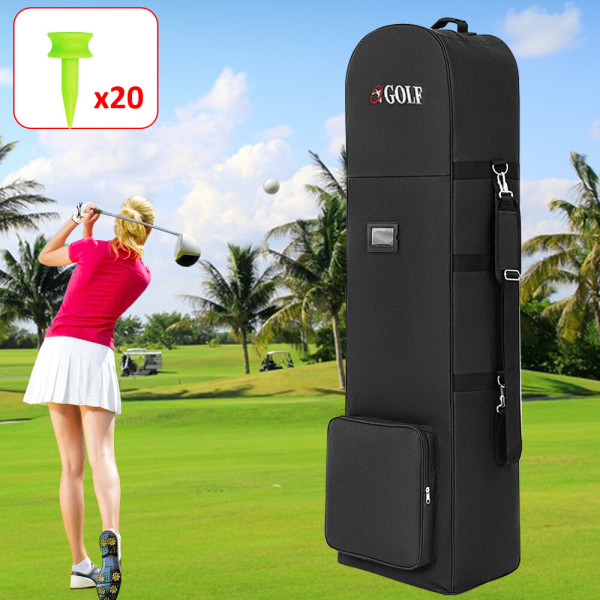 Portable Padded Golf Case Bag Holiday Flight Travel Golf Clubs Carrier w/Wheels-