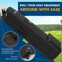 Portable Padded Golf Case Bag Holiday Flight Travel Golf Clubs Carrier w/Wheels-