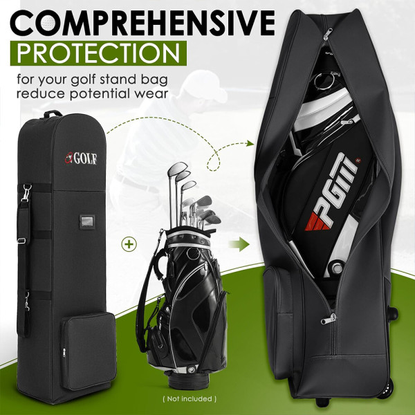 Portable Padded Golf Case Bag Holiday Flight Travel Golf Clubs Carrier w/Wheels-