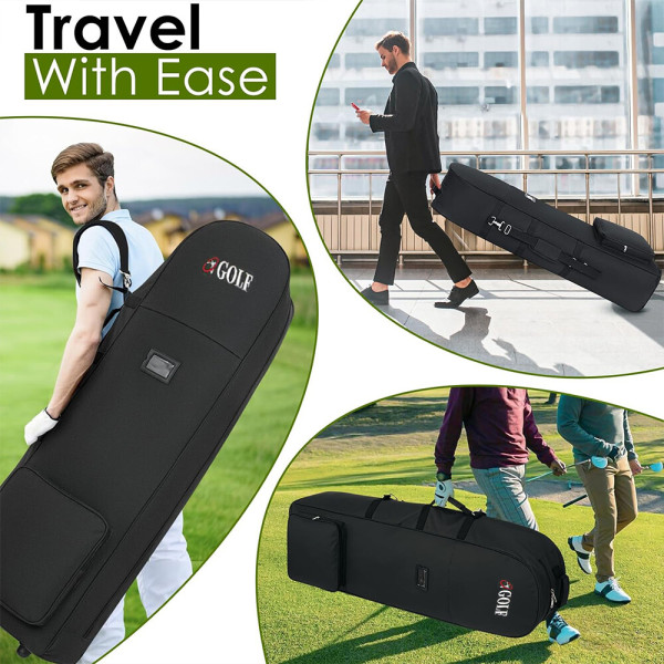 Portable Padded Golf Case Bag Holiday Flight Travel Golf Clubs Carrier w/Wheels-