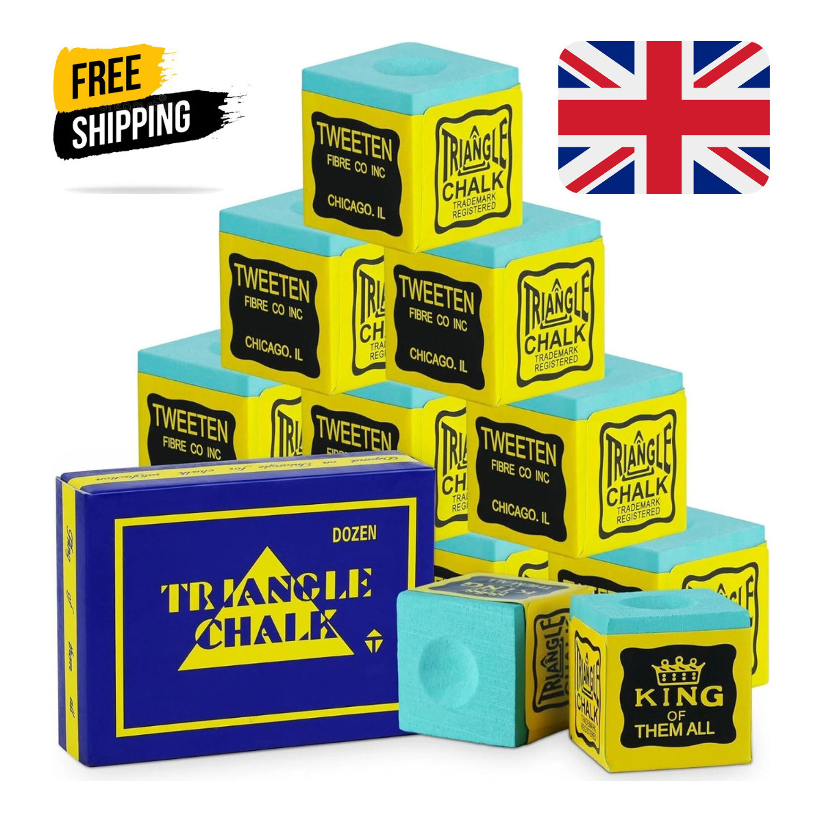 GENUINE TRIANGLE SNOOKER or POOL Cue Tip CHALK - By Tweeten USA in BOX or PIECES