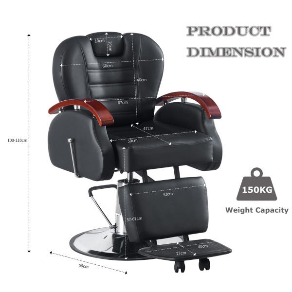 Barber Chair Salon Reclining Beauty Tattoo Shaving Hydraulic Heavy Duty Chairs