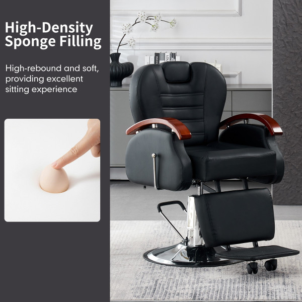 Barber Chair Salon Reclining Beauty Tattoo Shaving Hydraulic Heavy Duty Chairs