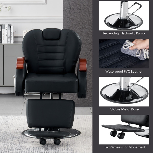 Barber Chair Salon Reclining Beauty Tattoo Shaving Hydraulic Heavy Duty Chairs