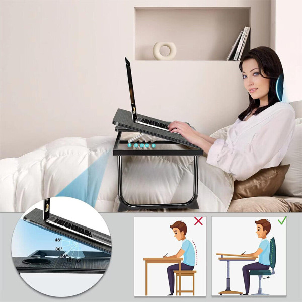 Folding Laptop Table Stand Bed Tray Sofa Lap Portable Computer Desk Breakfast UK