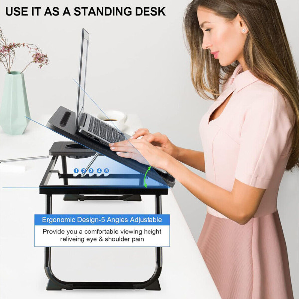 Folding Laptop Table Stand Bed Tray Sofa Lap Portable Computer Desk Breakfast UK