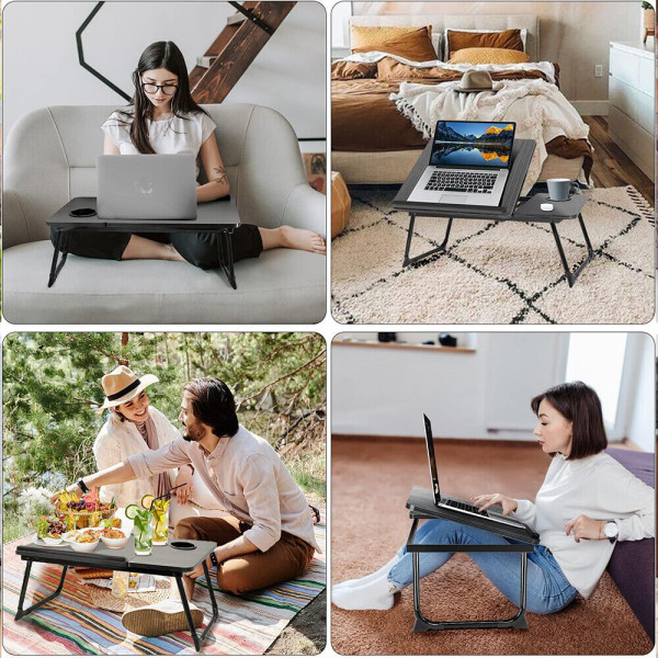 Folding Laptop Table Stand Bed Tray Sofa Lap Portable Computer Desk Breakfast UK