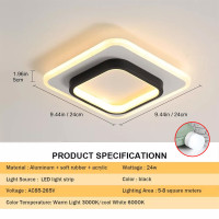 Modern LED Ceiling Light Square Panel Down Lights Bathroom Kitchen Bedroom Lamp