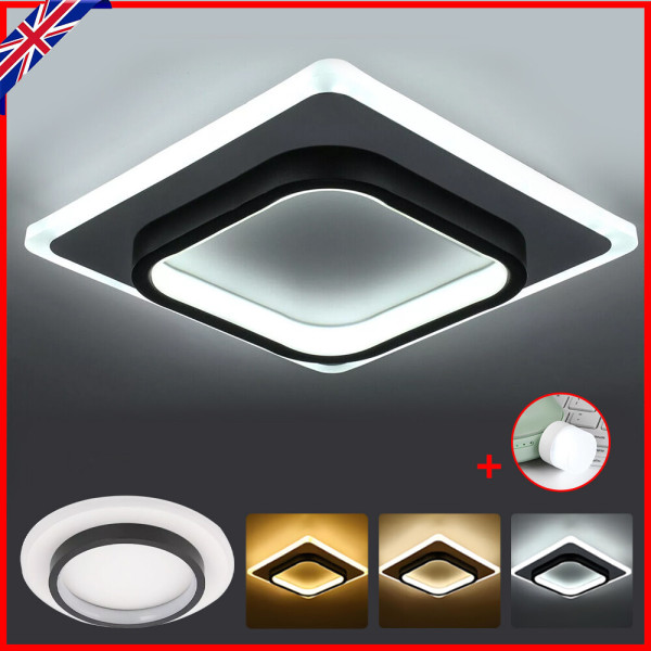 Modern LED Ceiling Light Square Panel Down Lights Bathroom Kitchen Bedroom Lamp