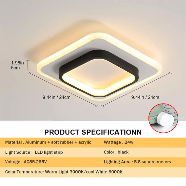 Modern LED Ceiling Light Square Panel Down Lights Bathroom Kitchen Bedroom Lamp
