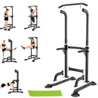 Power Tower Pull up Chinning Dip Station Knee Raise Press Ups Gym Workout Stand