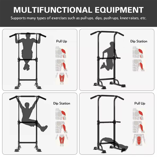 Power Tower Pull up Chinning Dip Station Knee Raise Press Ups Gym Workout Stand