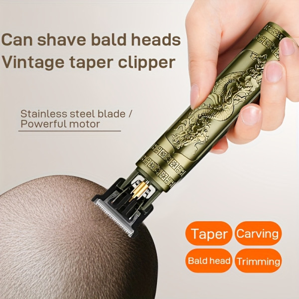 Professional Hair Clipper and Beard Trimmer for Men - USB Rechargeable Lithium Battery, 4 Attachments, Ergonomic Design with