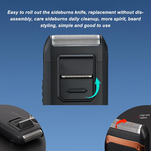 FEIYBA Men'S Electric Foil Shaver - USB-C Fast Charging, Long-Lasting 60 Min Runtime, Compact Travel Razor with One-Touch