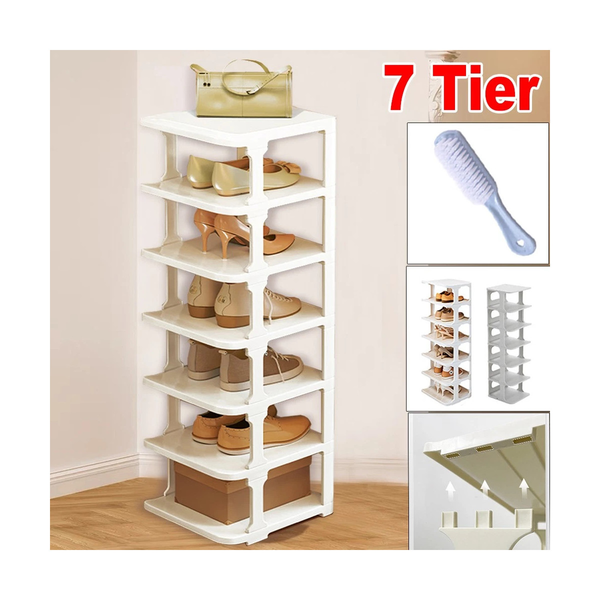 7 Tiers Shoe Rack Tall Storage Shelf Unit Cabinet Organiser Footwear Stand Tool