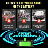 12V Smart Automatic Car Battery Charger Jump Starter Pulse Repair LCD Display