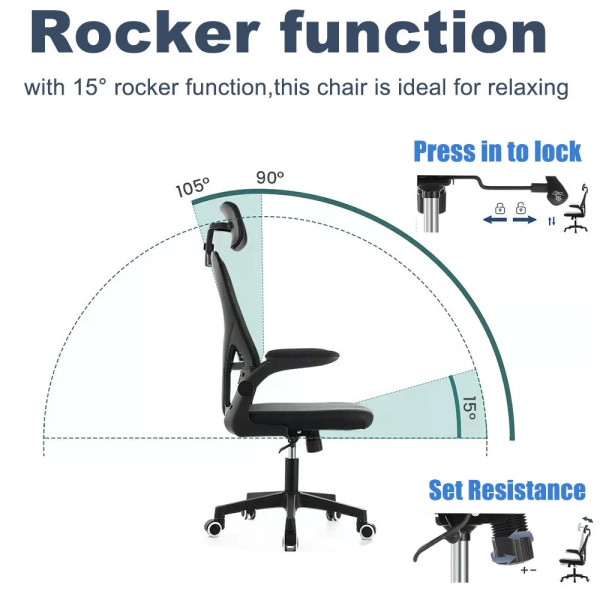 Mesh Office Chair Ergonomic 360Â° Swivel Lift Computer Desk Adjustable Height UK
