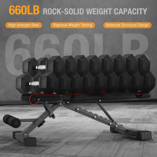 Weight Bench Adjustable Foldable Strength Training Full Body Workout Incline Gym